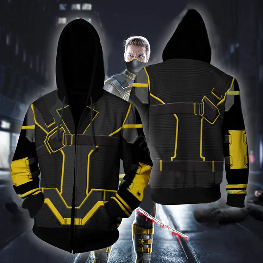 Bluza z kapturem Hawkeye – czarno-żółty wzór kombinezonu kwantowego