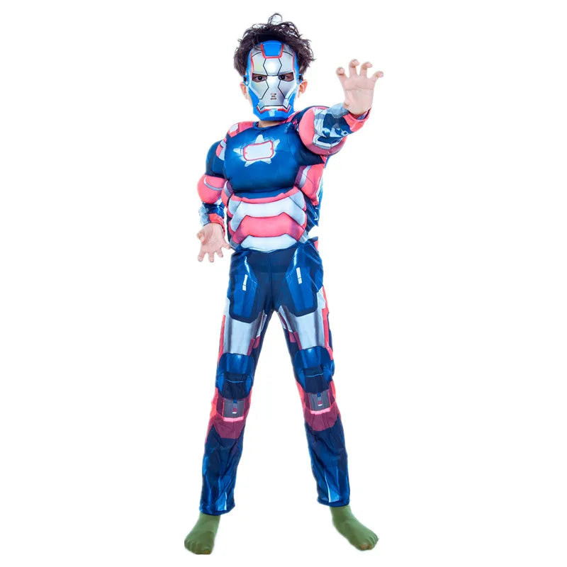 Dziecięcy kostium cosplay Iron Patriot - umięśniony kombinezon