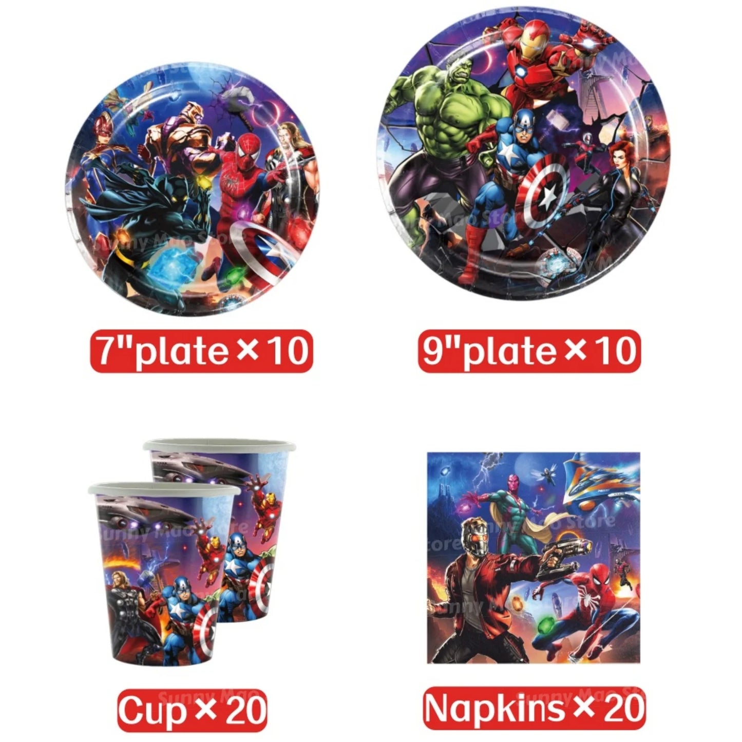 Zestaw dekoracji urodzinowych Avengers – balony z cyframi Iron Man Spider-Man