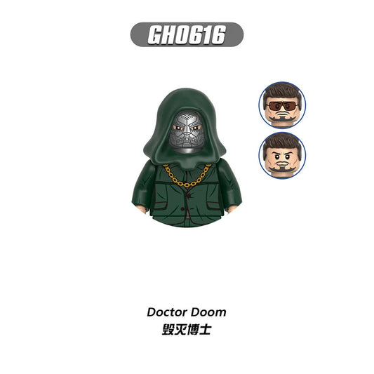 Figurka z klocków Building Blocks Doctor Doom – zielona peleryna i złoty łańcuch