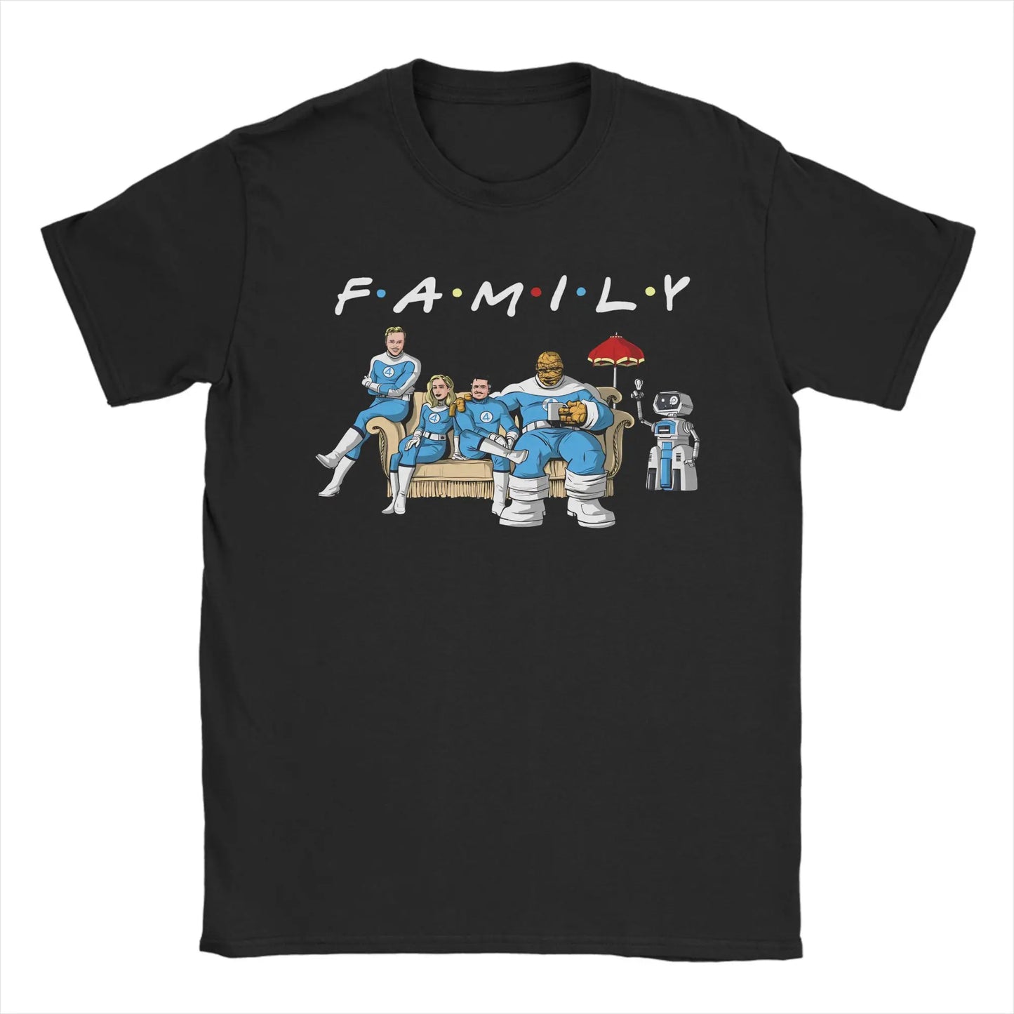 T-shirt The Fantastic 4 First Steps – retro niebieski plakat, unisex