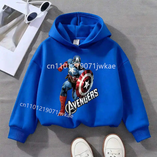 Dziecięca bluza z kapturem Avengers Kapitan Ameryka Solo – królewski niebieski