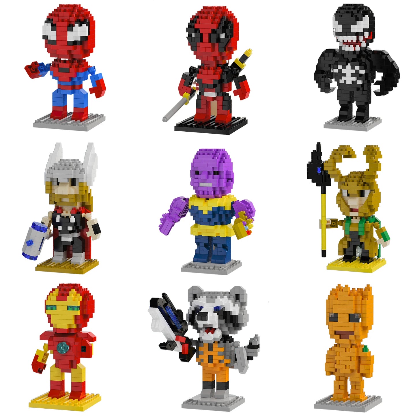 Klocki konstrukcyjne Avengers Thanos Chibi — złota rękawica