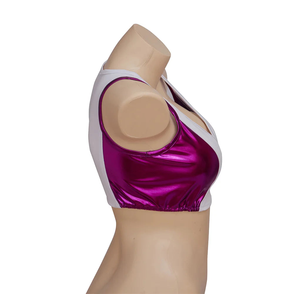 Sportowy top She-Hulk – biały i fioletowy crop top