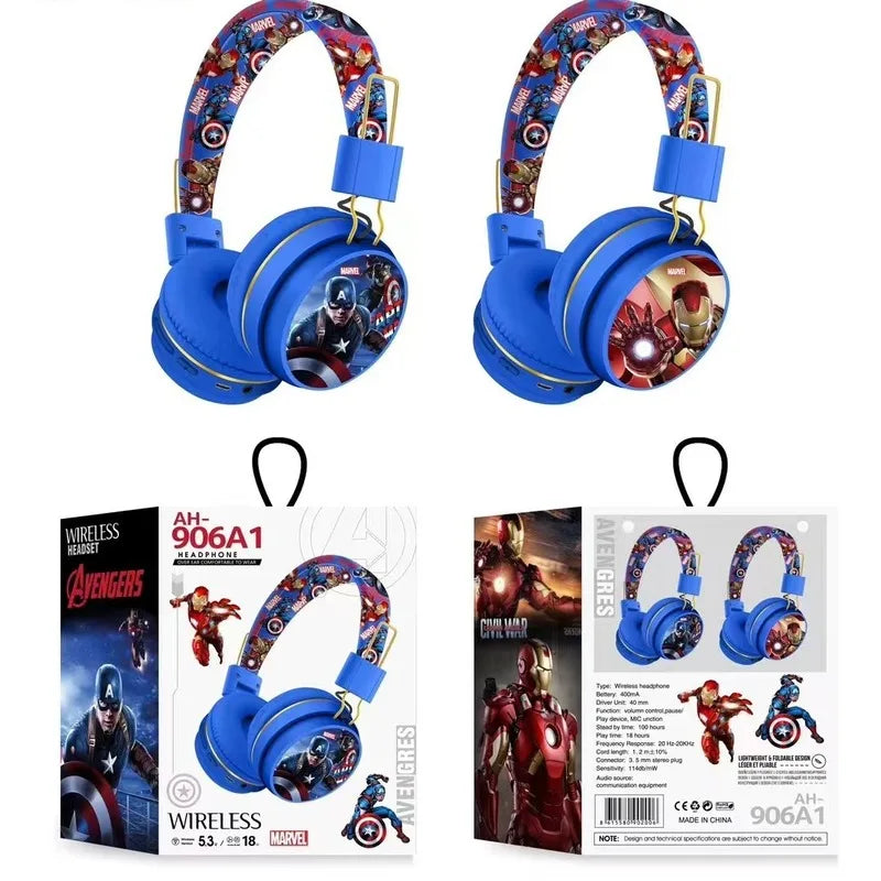 Słuchawki Bluetooth Avengers Iron Man Captain America – Niebieskie