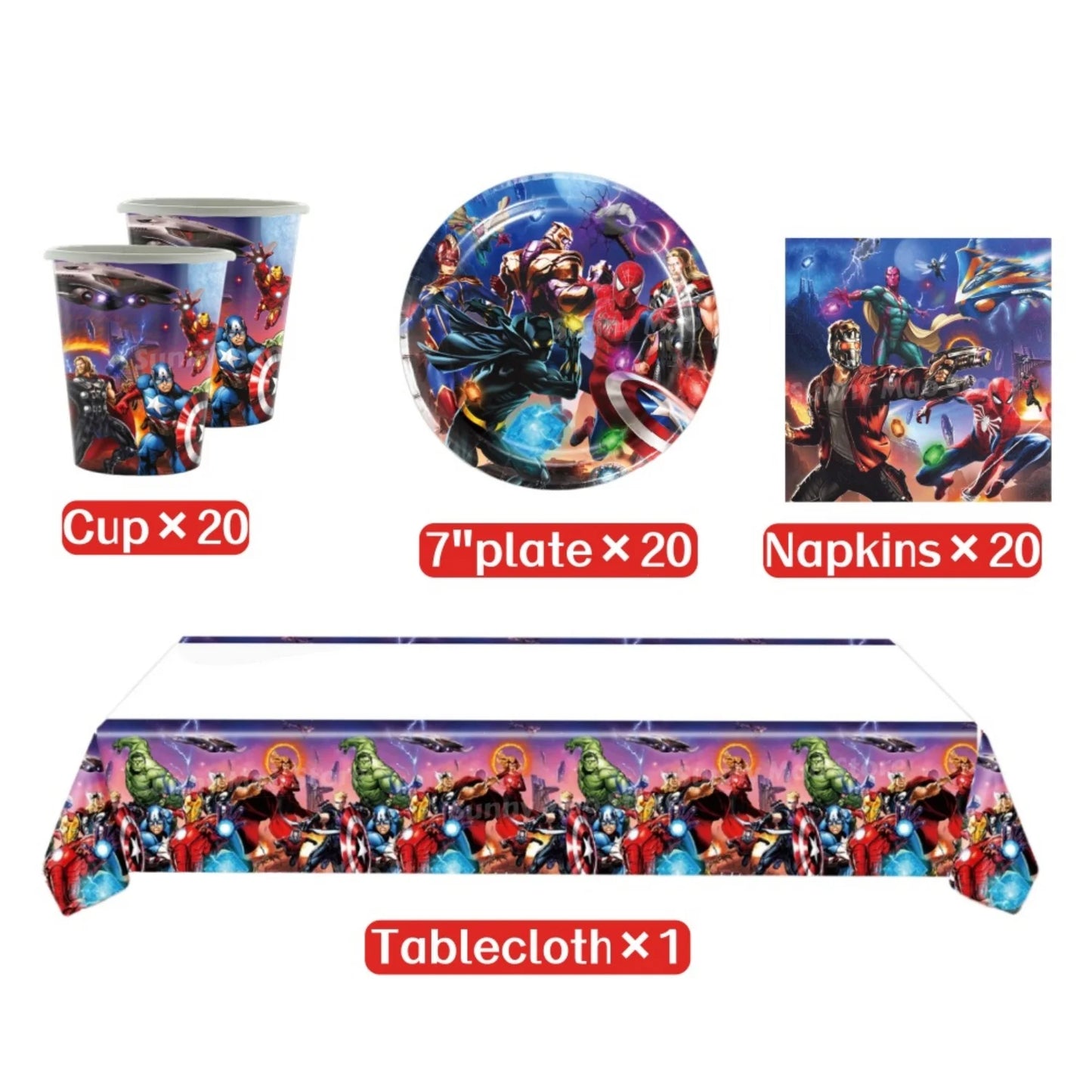 Zestaw dekoracji urodzinowych Avengers – balony z cyframi Iron Man Spider-Man