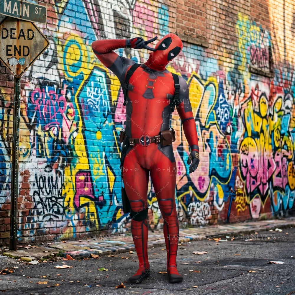Kompletny kostium cosplay Deadpoola – katany, maska i pas, dla dorosłych