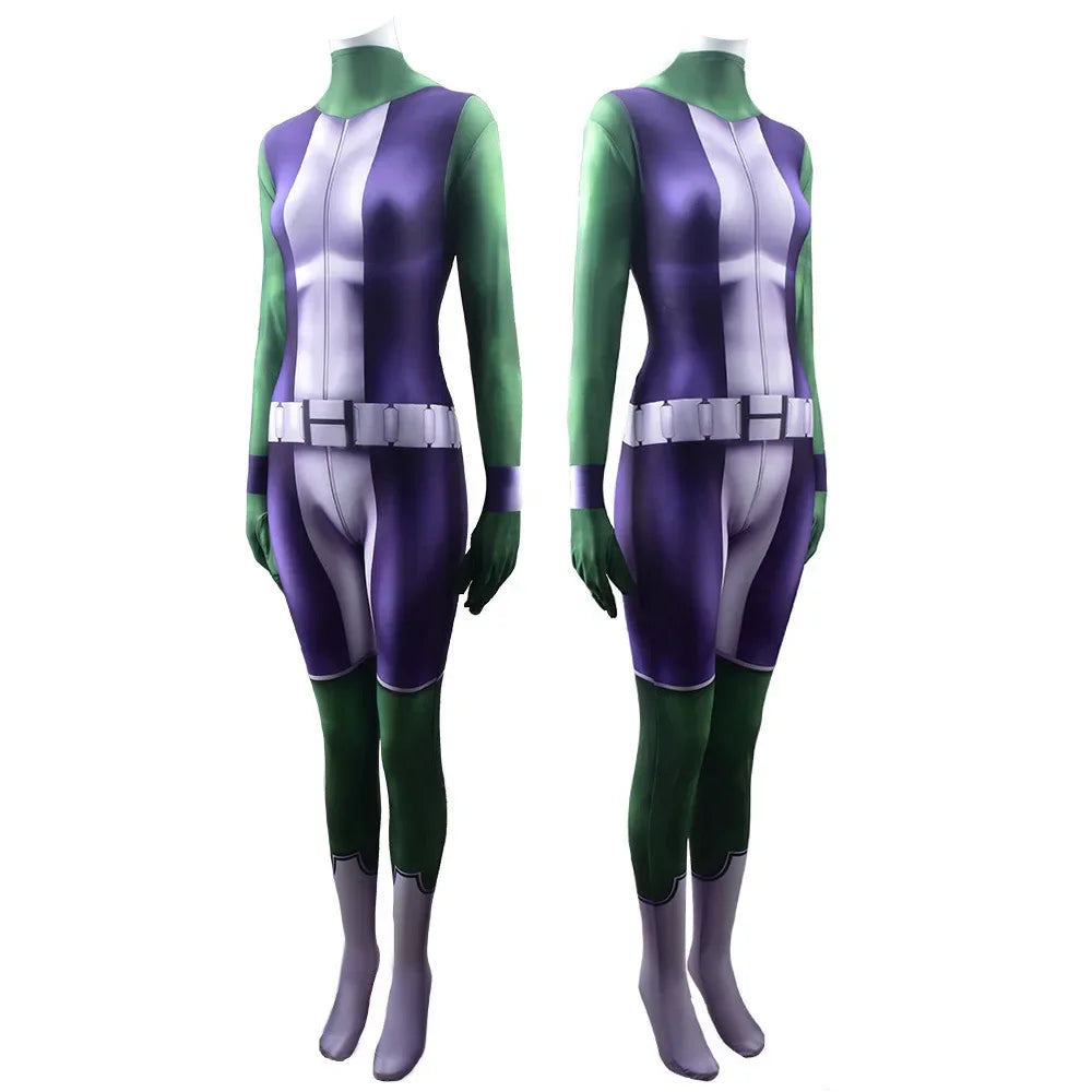 Strój She-Hulk – fioletowo-biały kombinezon