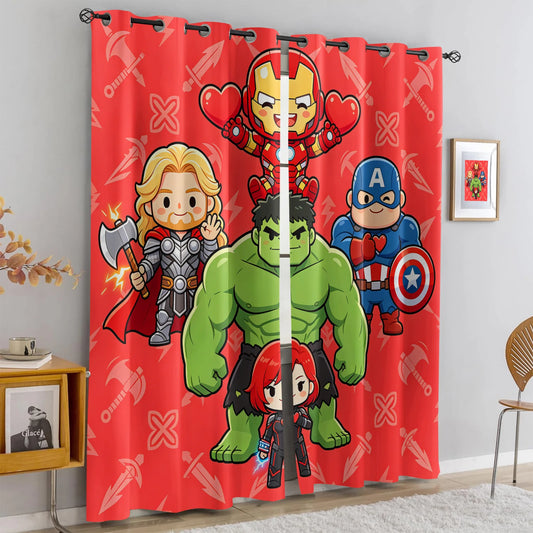 Zasłony Avengers Chibi – zaciemniające, czerwone