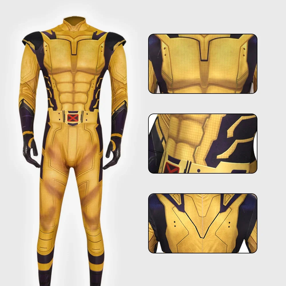 Strój Wolverine – żółto-granatowy kombinezon z paskiem X
