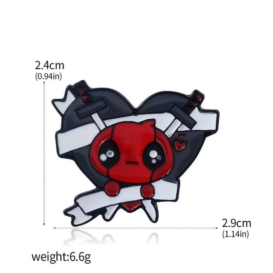 Przypinka Deadpool – serce ze skrzyżowanymi mieczami