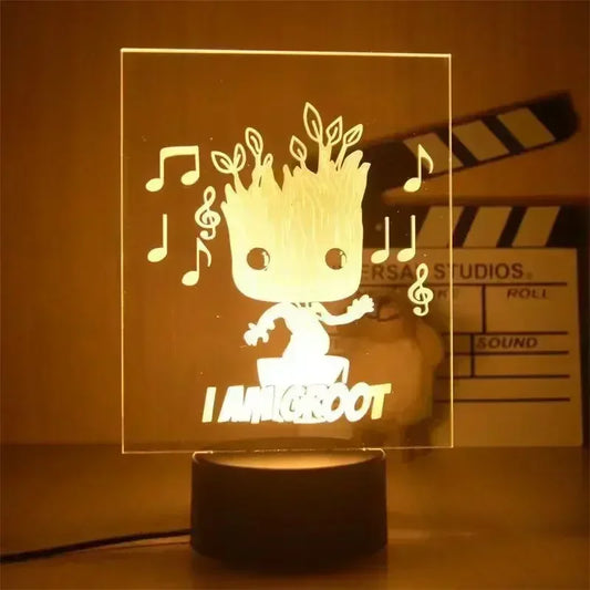 Lampa LED Avengers Groot – muzyka, 3D 18cm