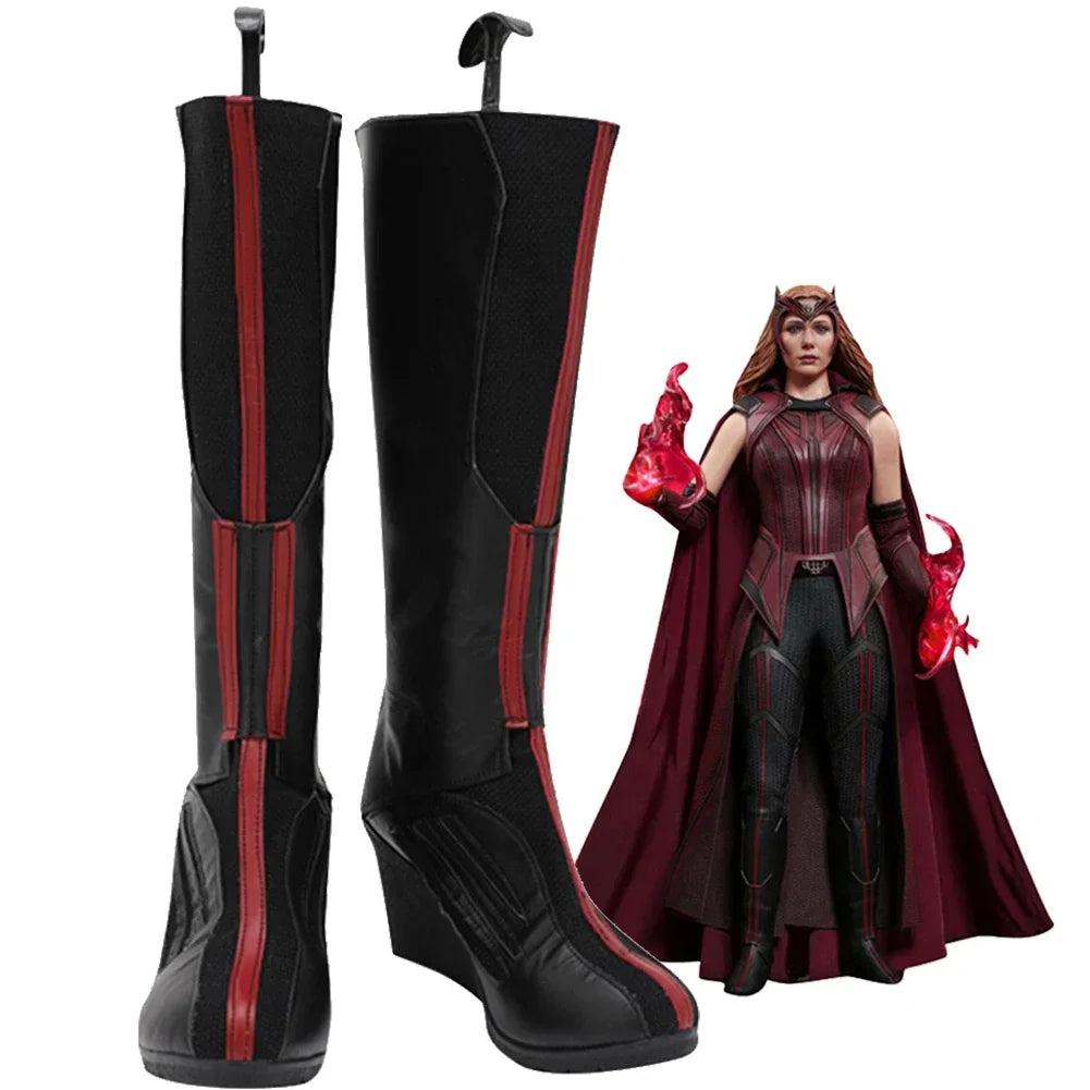 Buty Scarlet Witch – czarna i czerwona skóra na koturnie (mężczyzna)