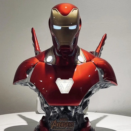 Podświetlany popiersie z żywicy Iron Man MK50 – czarna marmurkowa podstawa