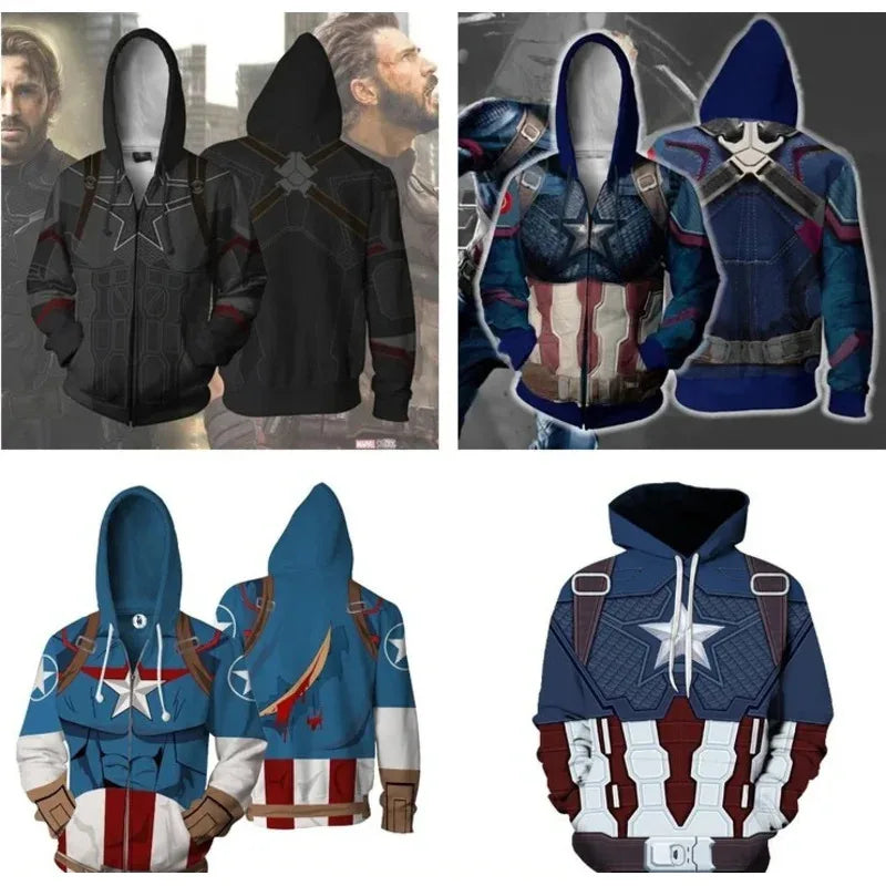 Bluza z kapturem Avengers Captain America – cosplayowy hoodie 3D