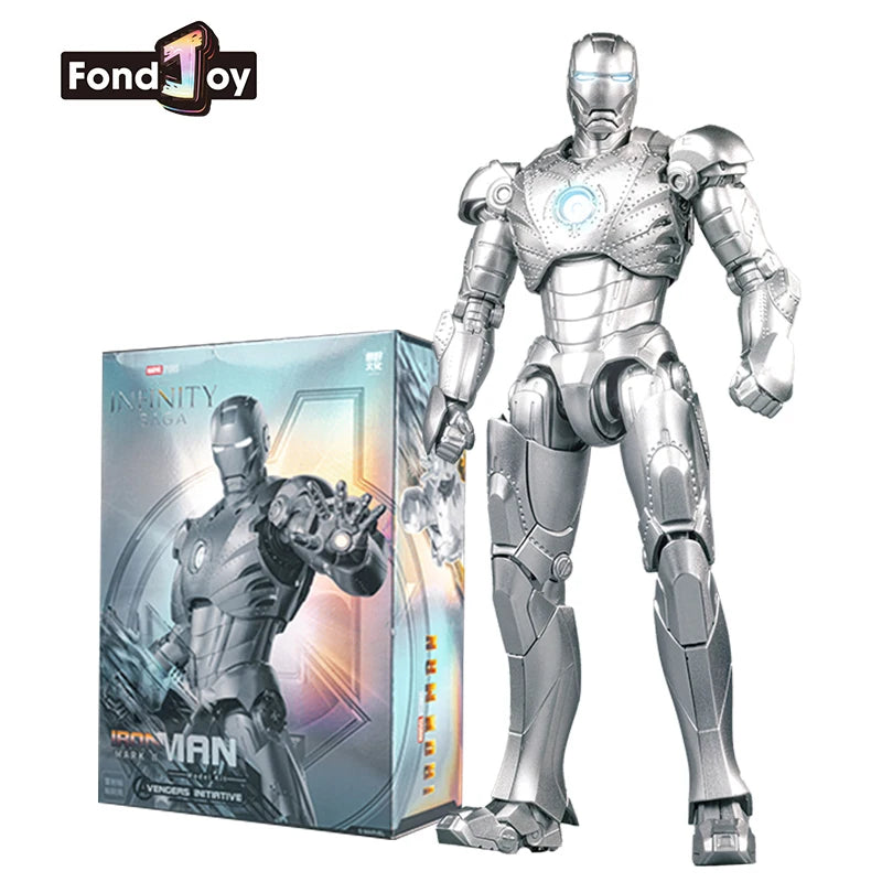 Figurka Fondjoy Iron Man MK2 — srebrna zbroja z pudełkiem