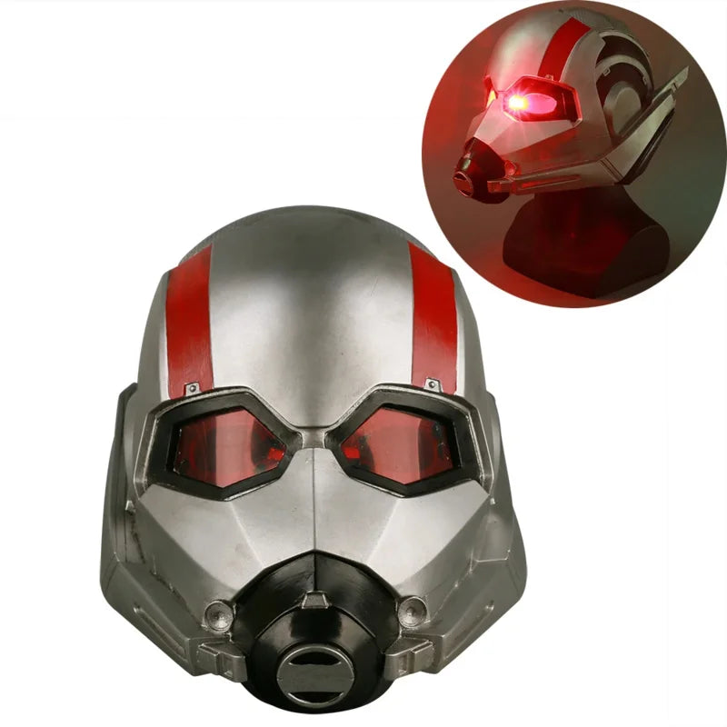 Kask Ant-Man – srebrnoszary design z czerwonymi diodami LED