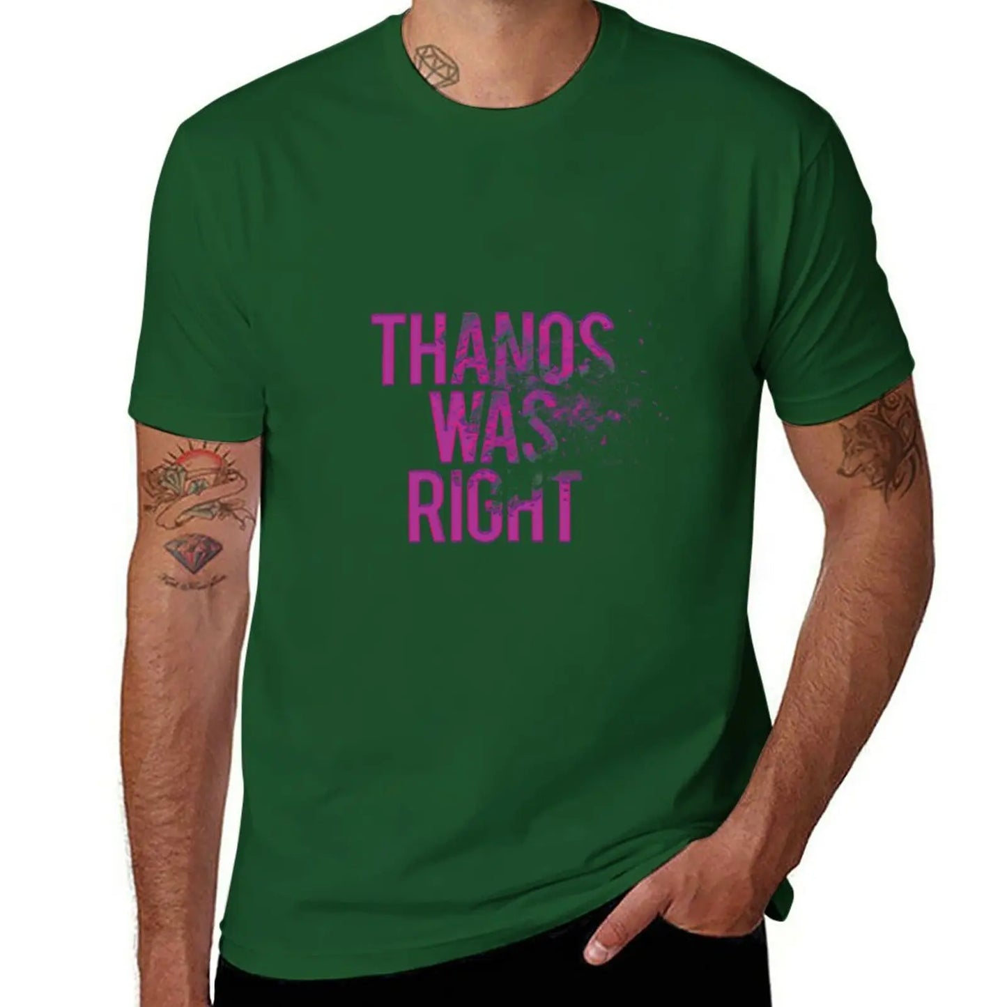 Koszulka Thanos Was Right – męska, napis z efektem pyłu