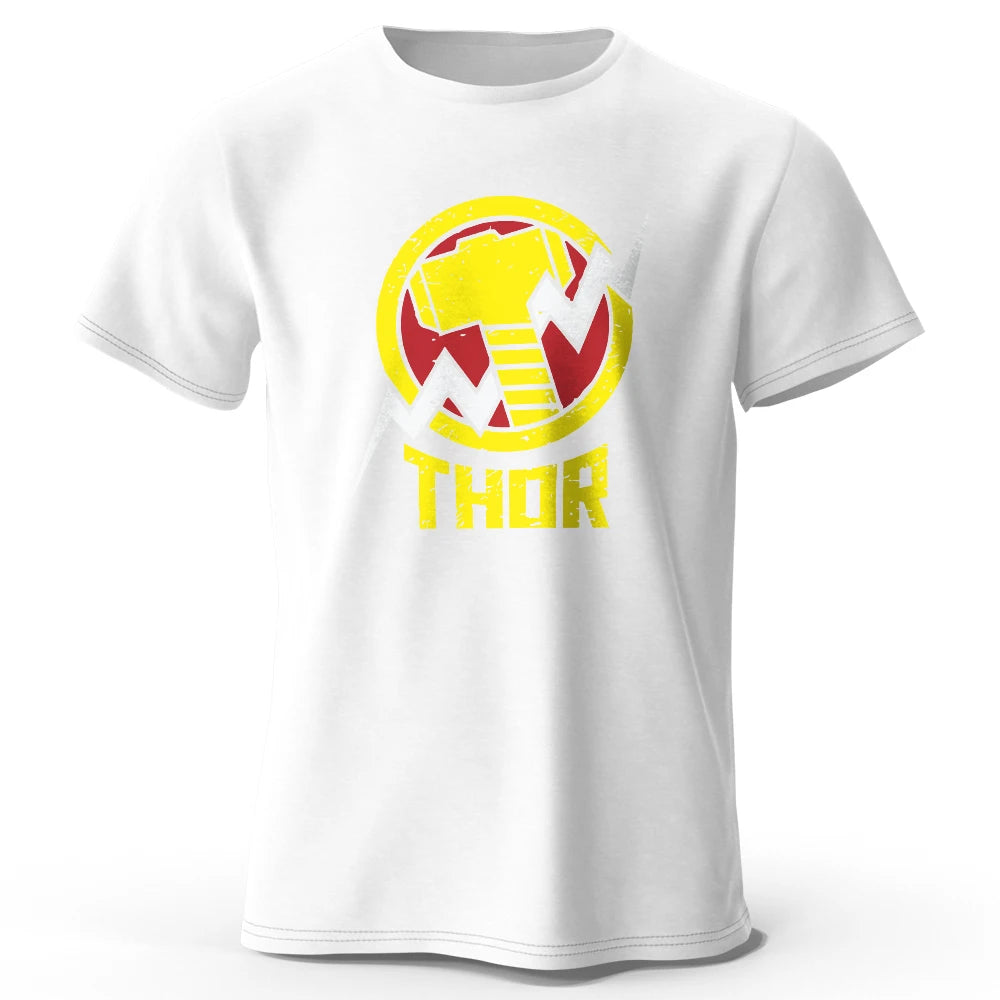 Czarny T-shirt Thor – vintage’owe logo młota i błyskawicy