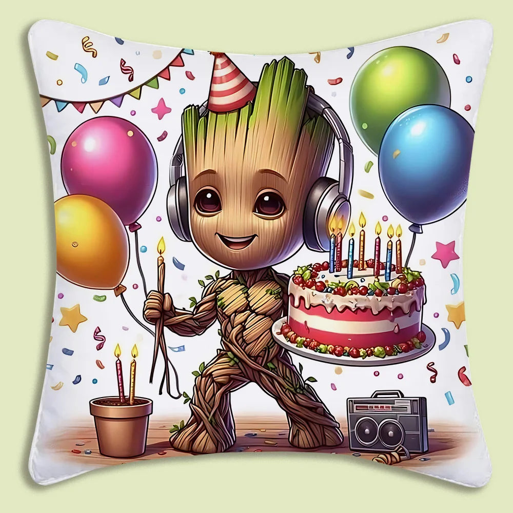 Poszewka na poduszkę Baby Groot – urodziny, tort i balony