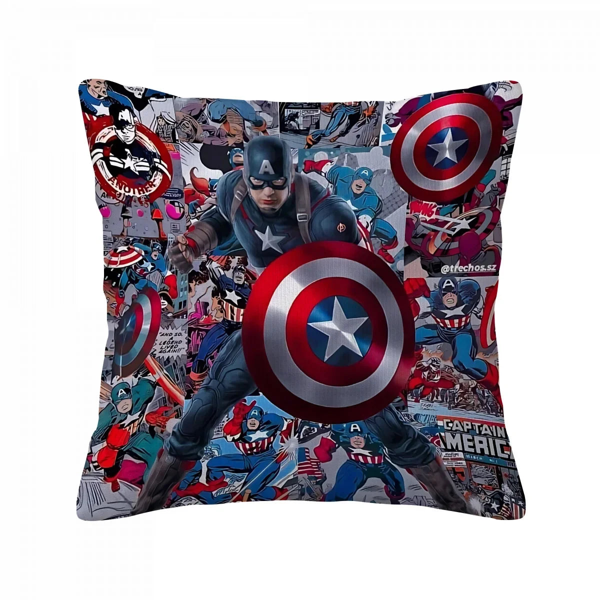 Poszewka na poduszkę Captain America – kolaż z tarczą