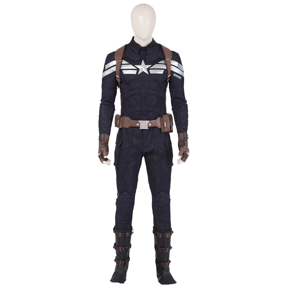Kostium cosplay Captain America — granatowy uniform z maską