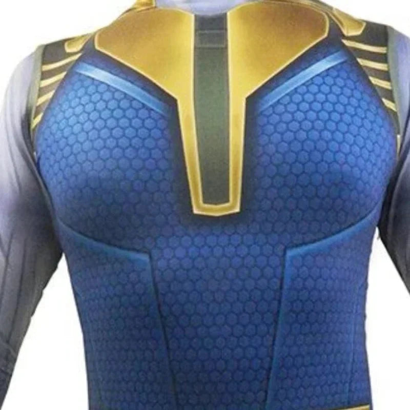Strój Thanos – niebiesko-złoty kombinezon z rękawicą