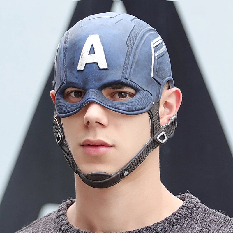 Lateksowa maska Kapitana Ameryki — replika filmowa do cosplayu