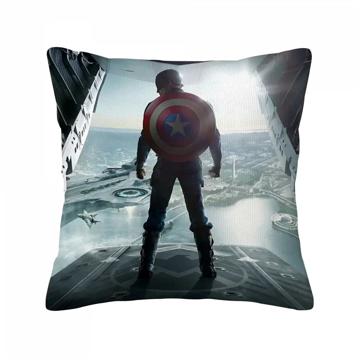 Poszewka na poduszkę Captain America – widok od tyłu, skok z samolotu