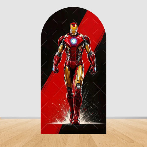 Tło imprezowe łuk Avengers Iron Man — ukośne czerwono-czarne
