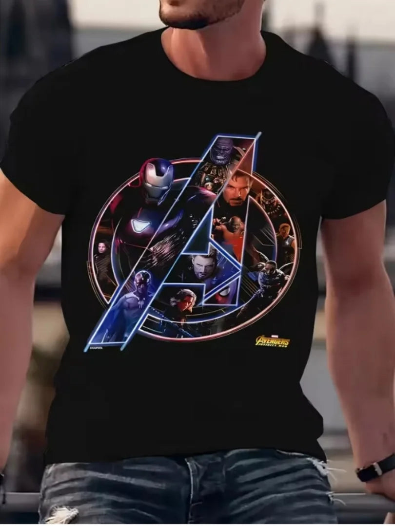 T-shirt Avengers: Infinity War — kolaż logo i postaci, męski