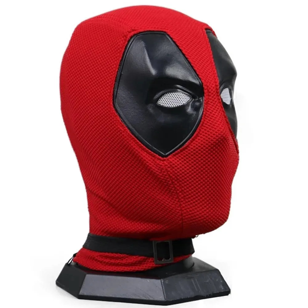 Maska-kaptur Deadpool — pełny cosplay z czerwono-czarnego materiału