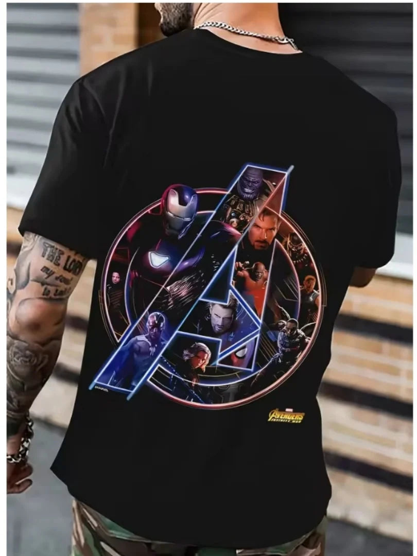 T-shirt Avengers: Infinity War — kolaż logo i postaci, męski