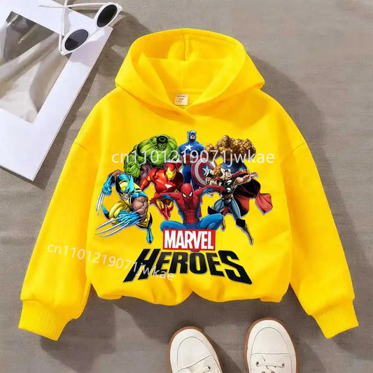 Dziecięca bluza z kapturem Marvel Heroes Group - żółta
