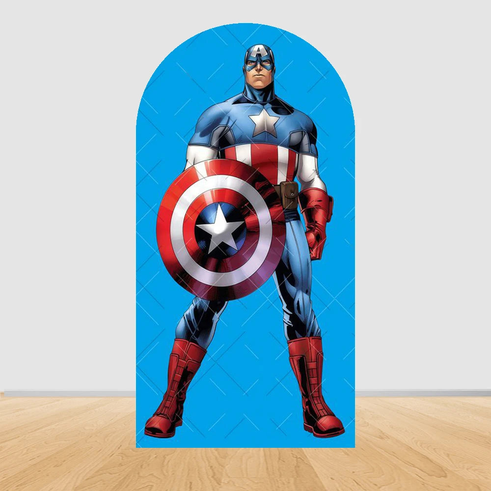 Tło imprezowe łuk Avengers Kapitan Ameryka — jednolite niebieskie tło