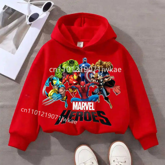 Dziecięca bluza z kapturem Marvel Heroes Group – czerwona
