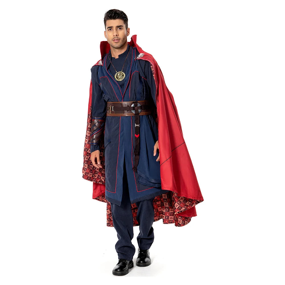 Kostium Doctor Strange – niebieska szata z peleryną lewitacji i peruką