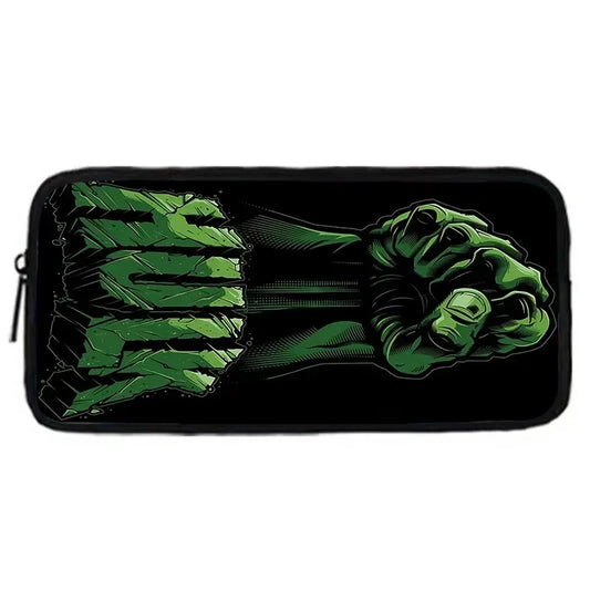 Piórnik Hulk – wektorowa pięść w neonowym zielonym stylu