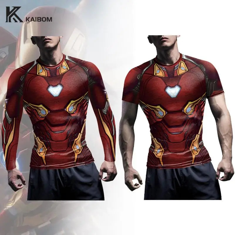 Koszulka kompresyjna Iron Man – krótkie rękawy, czerwona zbroja