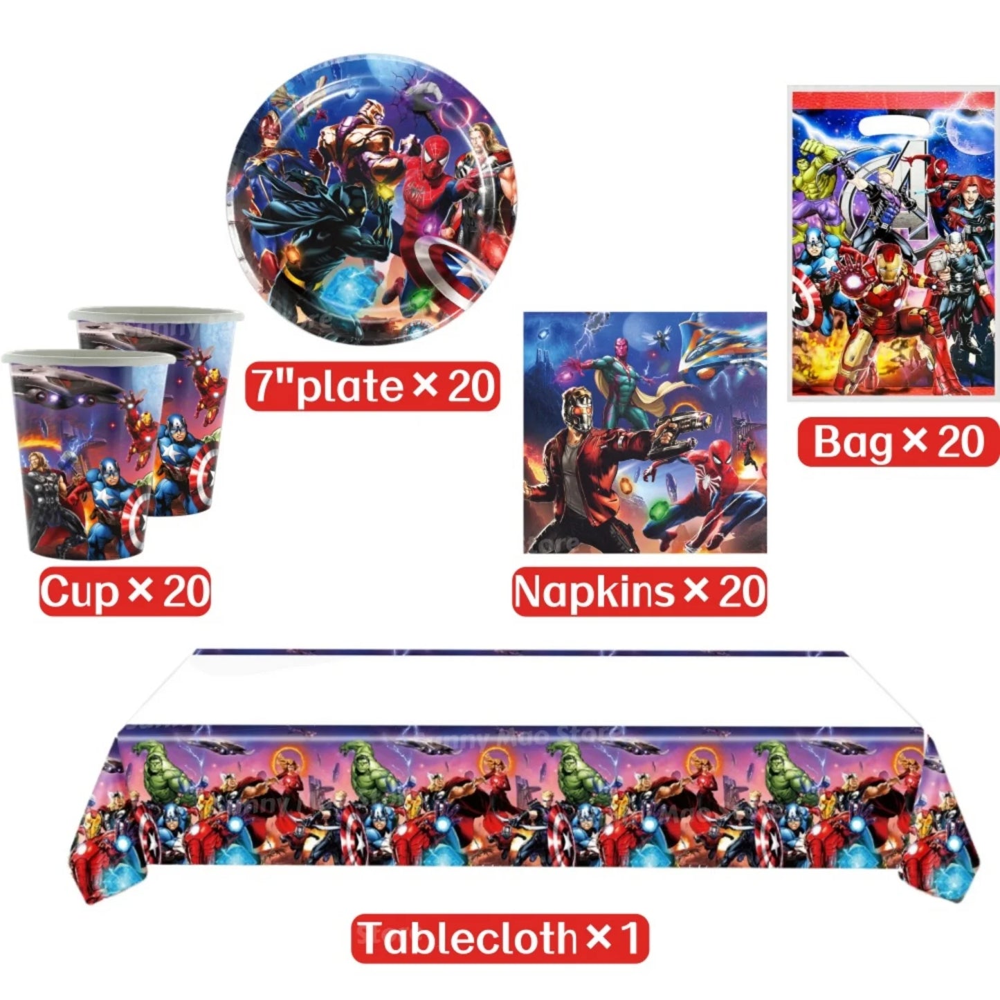 Zestaw dekoracji urodzinowych Avengers – balony z cyframi Iron Man Spider-Man