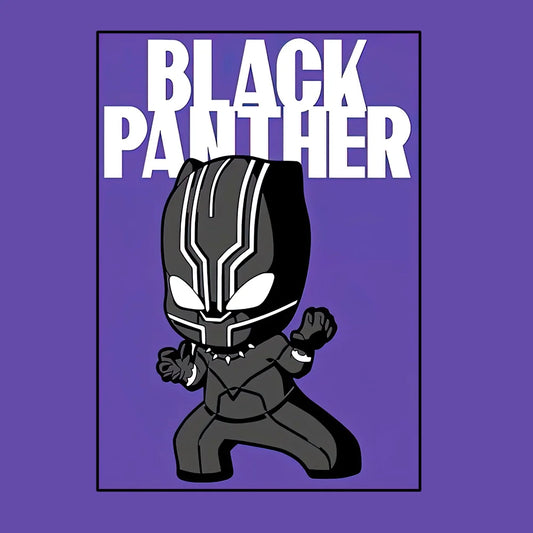 Plakat Avengers Black Panther – styl chibi, fioletowe tło