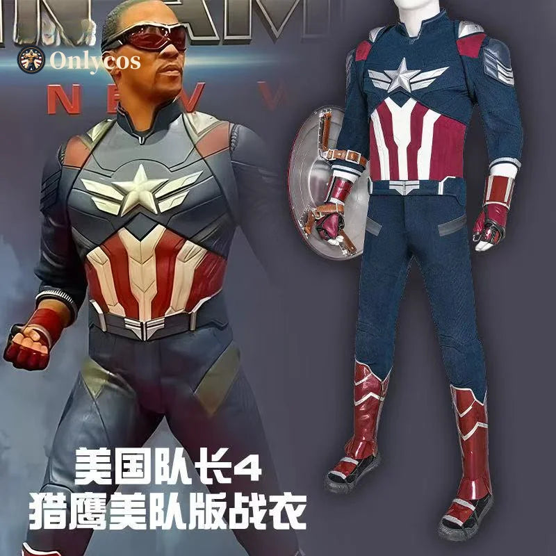 Kostium Captain America (Falcon) – niebiesko-biało-czerwony strój ze zbroją i tarczą