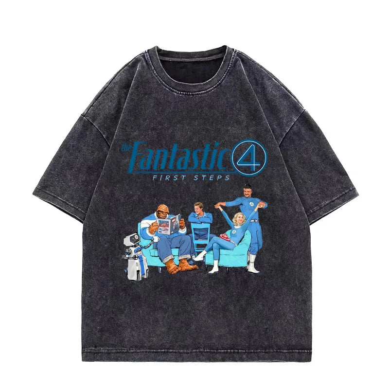 T-shirt The Fantastic 4 – sprany czarny, drużyna, fason oversize