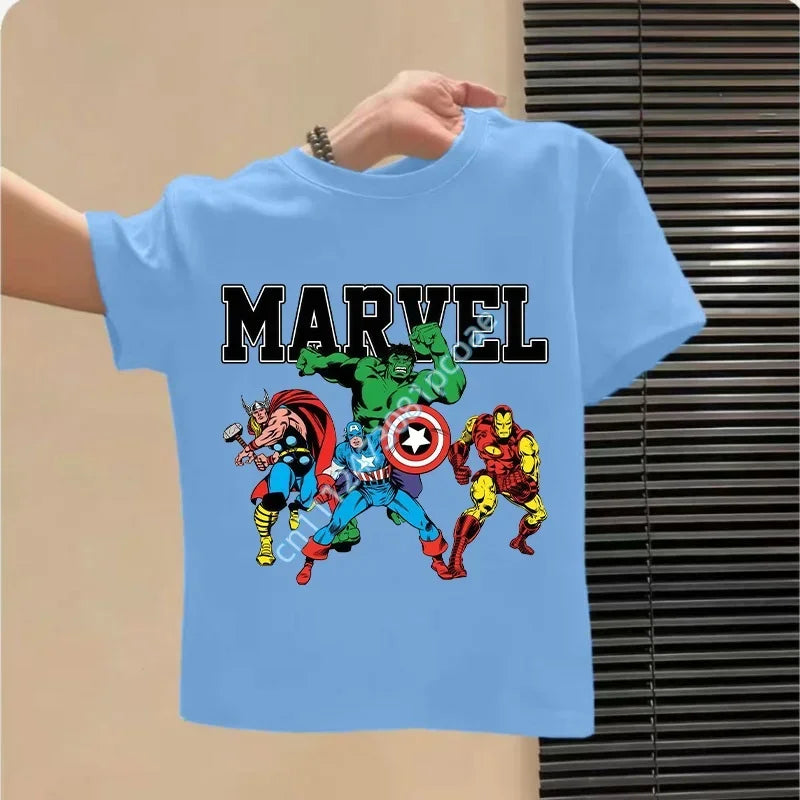 Dziecięcy T-shirt Avengers Retro Comics Group - błękitny