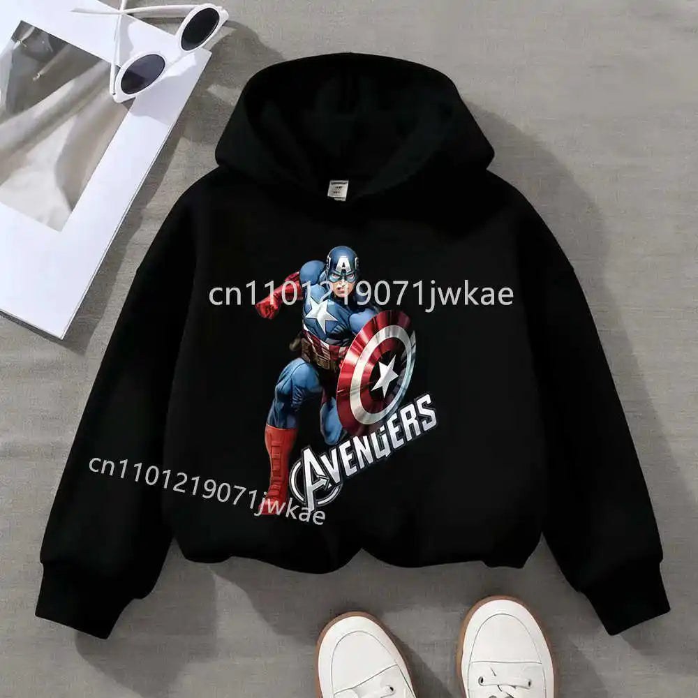 Dziecięca bluza z kapturem Avengers Kapitan Ameryka Solo – czarna