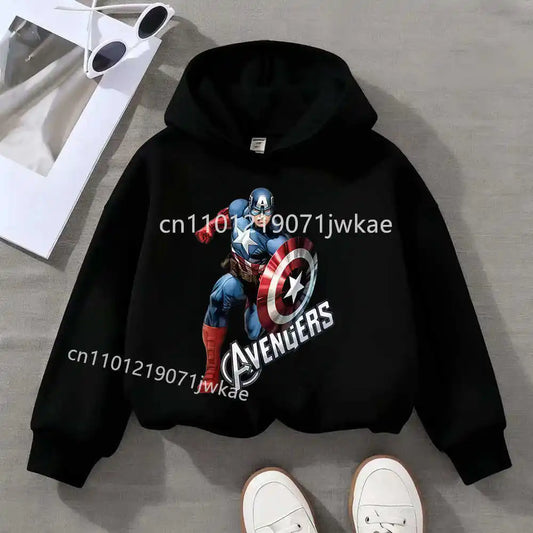 Dziecięca bluza z kapturem Avengers Kapitan Ameryka Solo – czarna