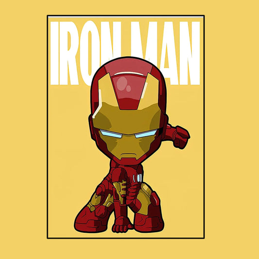 Plakat Avengers Iron Man – styl chibi, żółte tło