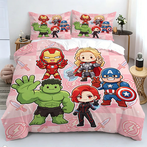 Poszwa na kołdrę Chibi Avengers – różowe tło