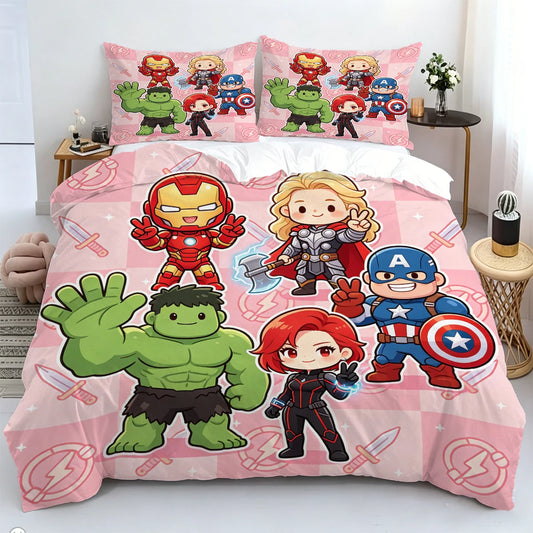 Poszwa na kołdrę Chibi Avengers – różowe tło