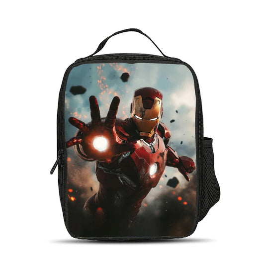Izolowana torba obiadowa Avengers Iron Man – Aktywny repulsor na tle pyłowego nieba